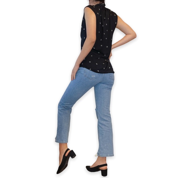 Nordstrom Halogen Wool Modal Tiefront Pattern Sleeveless Blouse Size XS - Picture 4 of 15